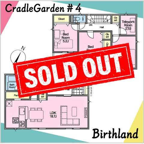 新築戸建・新築建売　西郷村米堀川向＜耐震+制震＞米小・西郷一中の間取り|【3LDK+テレワークルーム】在宅ワークや書斎として重宝できるテレワークルーム完備！