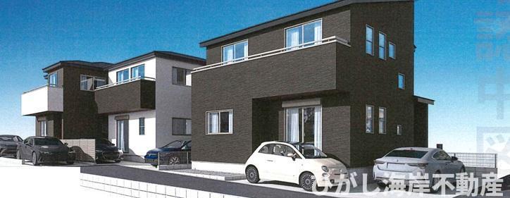 茅ヶ崎市萩園　新築戸建　全3棟の外観パース|イメージパスですので実際のものと多少異なります。