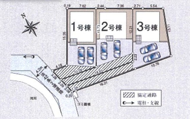 CRADLE GARDEN 所沢市久米第21　全３棟の区画図