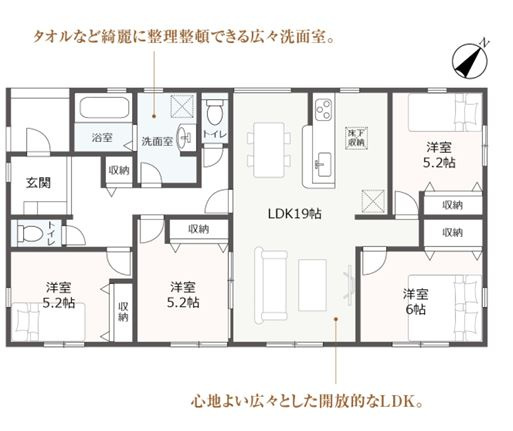【間取り】 | 榛原郡吉田町住吉 8期 新築一戸建て | 効率的かつ暮らしのことをしっかり考えた間取りです