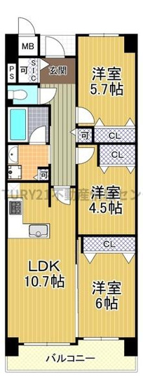 【間取り】 | ルネ・パークプラザ | ペット飼育可能マンションです！
マンション敷地北側には公園、淀川も流れております！