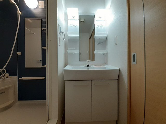 グリーンフロイドの洗面所|広い洗面スペース