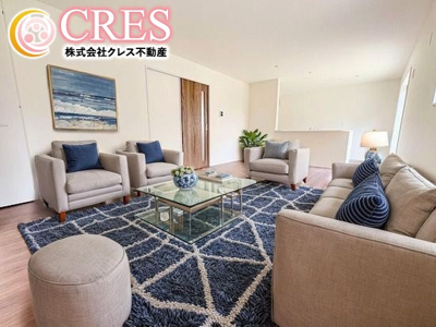 【居間・リビング】 | ☆☆新築分譲　小名浜燈籠原H　デザイナーズ設計　全１０棟-⑤！！ | LDK16.0～17.5帖！！
※実際に現地に家具はおかれておりません。また価格に家具は含まれておりません。(作成CG)