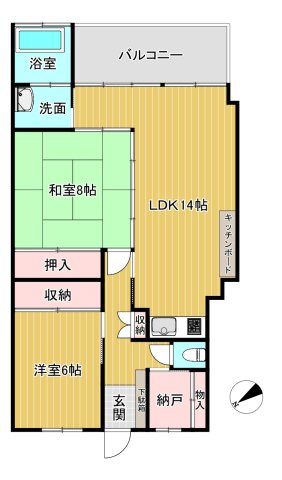 オーナーチェンジ物件　海一望のキャッスル伊東の間取り|2SLDKの間取り