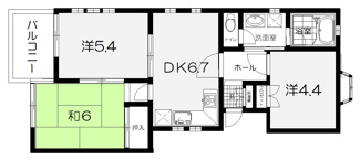 【間取り】 | 比較的コンパクトな3DKの間取り　角部屋で明るいお部屋です