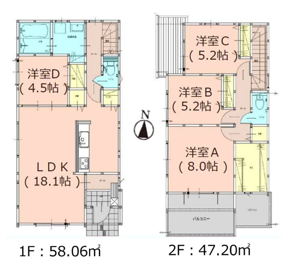 【間取り】 | 春日市一の谷5丁目2期　2号棟（全4棟）【仲介手数料無料・0円】 | 平日、土日祝日もお好きな日時にご見学可能です。お気軽にお問合せ下さい。