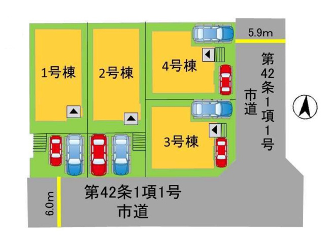 【区画図】 | 春日市一の谷5丁目2期　4号棟（全4棟）【仲介手数料無料・0円】 | 区画図です。4号棟