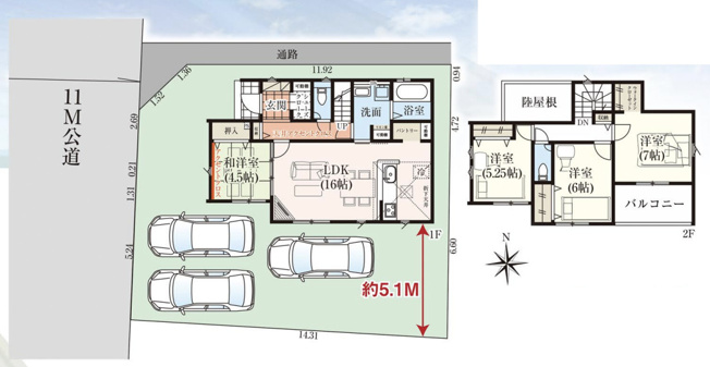 【間取り】 | 行田市桜町　GRAFARE DESIGN　新築戸建　全1棟　1号棟