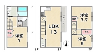【間取り】 | 中京区西ノ京南円町 | 建築確認申請費100万円＋外構費用50万円＋水道負担金50万円別途要（税込）