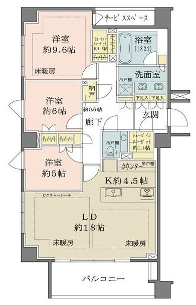 千代田区六番町の賃貸マンションの間取り