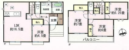 宮代町宮代台1丁目397番170　新築一戸建て　の間取り|南面道路で自然光をたっぷり取り込めます♪