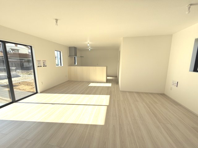 アーバンスタイル前橋市前箱田町1期　１号棟の居間・リビング|20帖の広々リビング♪カウンターキッチンなのでお料理をしながら会話もできます。
夕食の支度をしながら、お子様の様子も見られて自然と会話も増えますよ♪