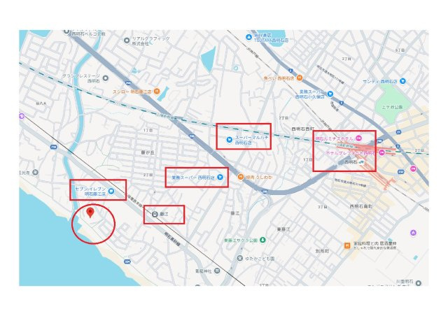 【地図】 | シャルムシーサイド明石　3F | 山電「藤江駅」徒歩約7分。JR「西明石駅」まで徒歩約27分となっております。
山電使用される方もJR使用される方も便利な立地です。