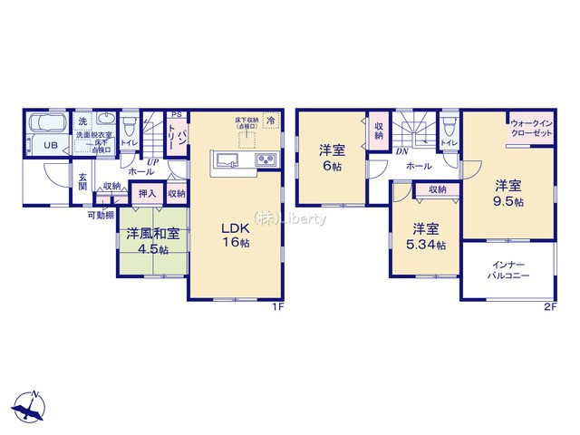 第1笠間市南友部　新築戸建　3号棟の区画図