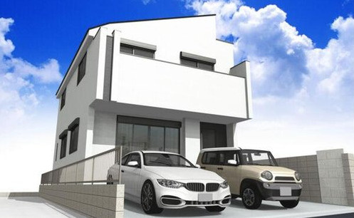 練馬区関町北3丁目　並列2台駐車　ゆとりの大型邸宅の外観パース