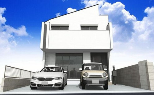 練馬区関町北3丁目　並列2台駐車　ゆとりの大型邸宅の外観パース