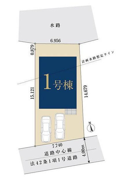 練馬区関町北3丁目　並列2台駐車　ゆとりの大型邸宅の区画図