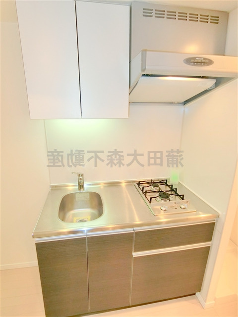 プラウドフラット蒲田Ⅱのキッチン|2口ガスシステムキッチン　まな板が置ける調理スペースのある大きめなキッチン