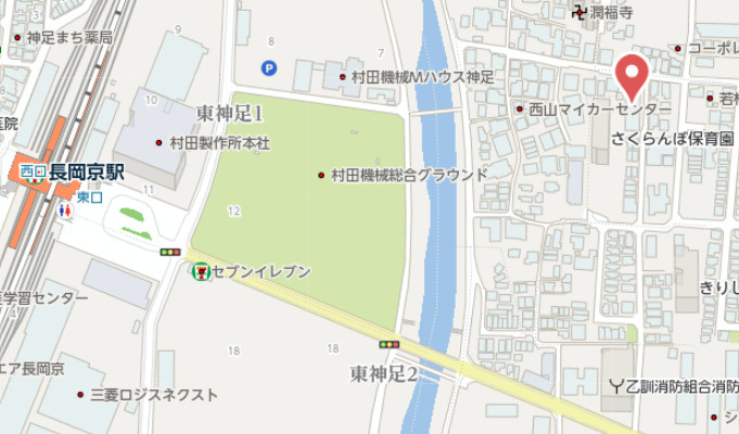 長岡京市神足垣外ヶ内　建築条件付き土地の地図