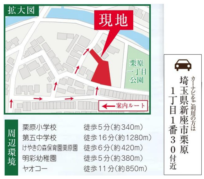新築/新座市栗原1丁目　全４棟の地図|位置図