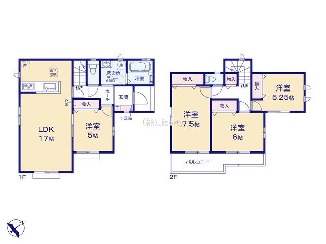 牛久市神谷2丁目23番　新築戸建の区画図