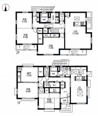 さいたま市見沼区南中野　中古一戸建ての間取り|さいたま市見沼区南中野　中古一戸建て、2SLDK+3LDK、土地面積233.54m2、建物面積162.02m2