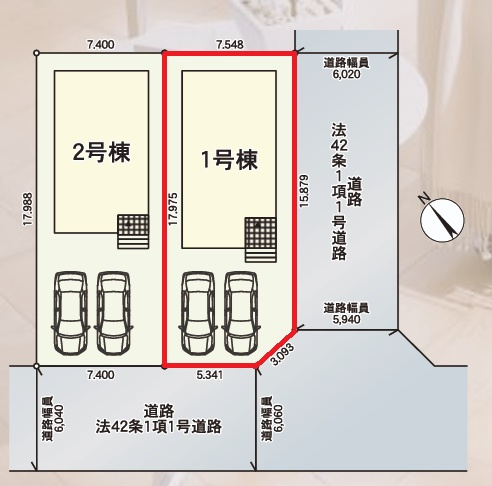 Cradlegarden　 笠間市旭町　第8　1の前面道路含む現地写真|2台並列駐車可能。内覧、気になる他の物件と合わせての現地ご案内も可能です。HPから、またお電話でも、お気軽にお問い合わせください。