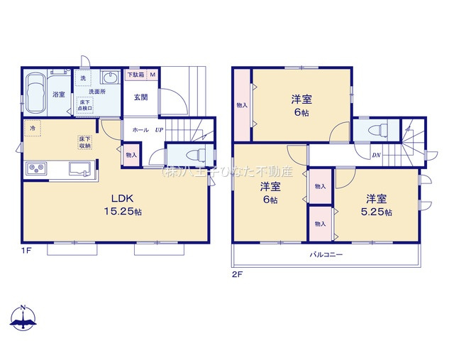 『八王子市新築戸建て』八王子市散田町2-26-2【仲介手数料無料】　２期の間取り|～仲介手数料無料☆八王子ひなた不動産～　八王子市散田町　新築戸建て