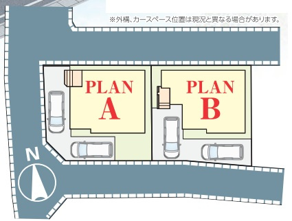 吉川市　平沼1丁目　新築戸建　全2棟の区画図|区画図です