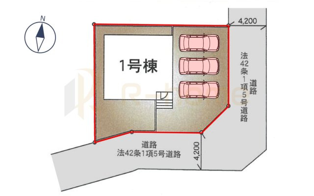 常総市東野原第1　新築戸建て　1号棟の区画図|大きなお買い物だからこそ、メリット・デメリットを伝えさせて頂きます。
R-homeにお任せください♪