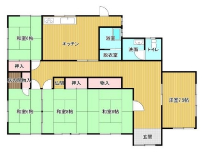 茂原市本納　平家中古戸建の間取り|図面と現況に相違がある場合、現況を優先致します。
