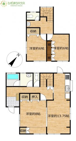 【間取り】 | 牛久市上柏田1丁目　中古戸建 | 全居室6帖以上！ゆとりのある3LDK☆