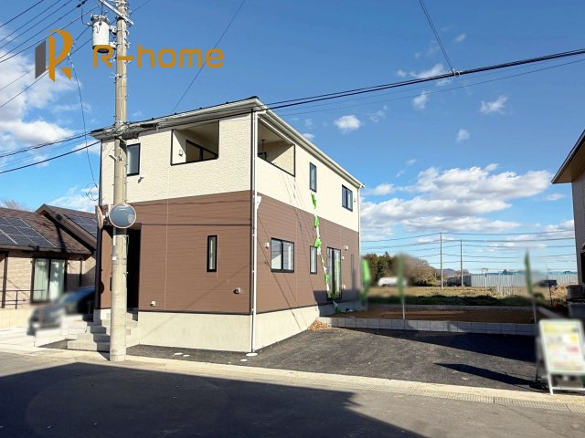 つくば市大砂第9　新築戸建て　1号棟の外観|建物完成いたしました！ご予約で『平日』や『夕方』などでもご見学可能です！