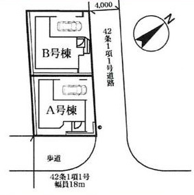 平塚市夕陽ケ丘　新築戸建　全2棟B号棟の区画図