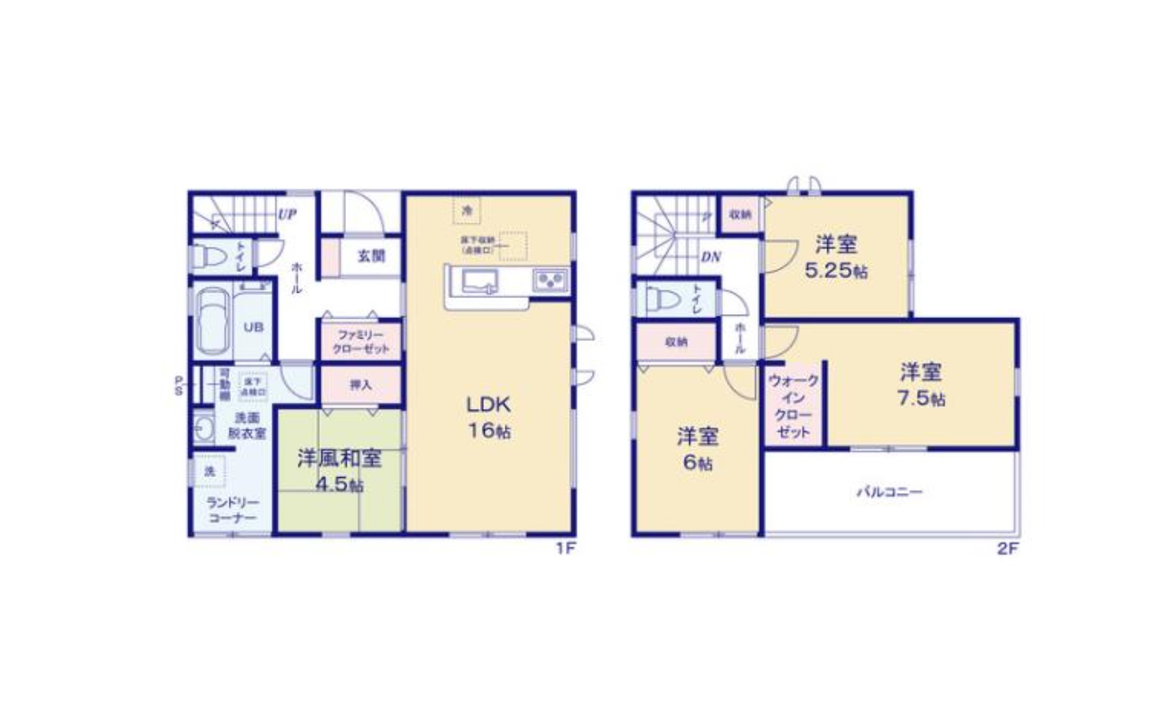 熊本市東区長嶺東第6₋3棟(2号棟)の間取り|全居室収納付きで便利です。