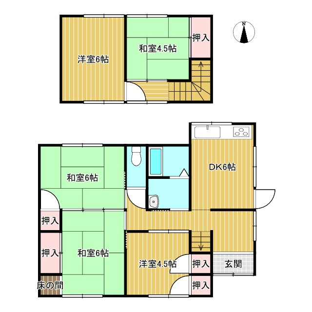 西条市洲之内甲1104-6　中古住宅の間取り