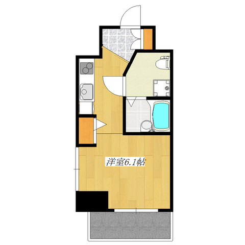 ＴＨＥパームス新小岩の間取り|１Ｋ☆角部屋で２面採光のお部屋です。