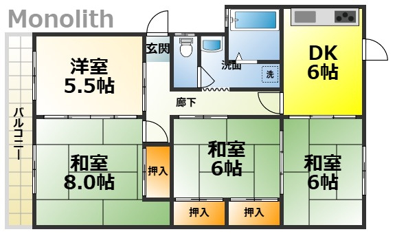 泉北宮山台団地4号棟の間取り