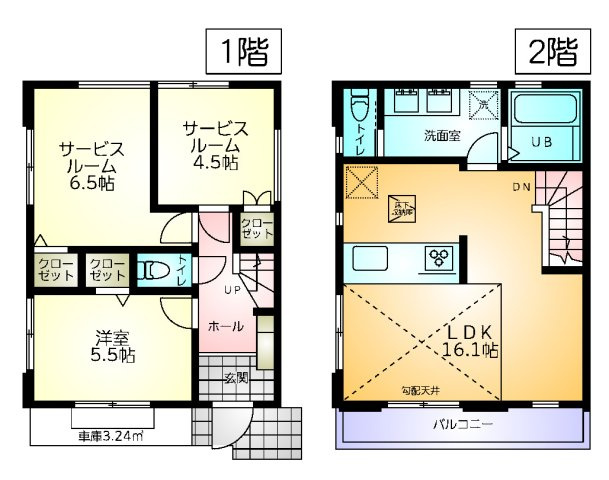 調布市深大寺北町３丁目 中央線 三鷹駅 新築戸建の間取り