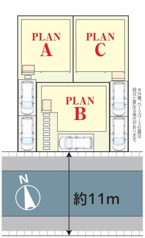 松戸市新松戸南２丁目新築戸建【馬橋北小学校：3分】の区画図|3棟販売中！