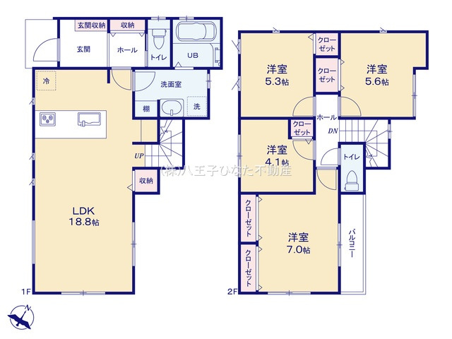 『八王子市新築戸建て』八王子市上柚木2261-2【仲介手数料無料】　１期の間取り|～仲介手数料無料☆八王子ひなた不動産～　八王子市上柚木　新築戸建て