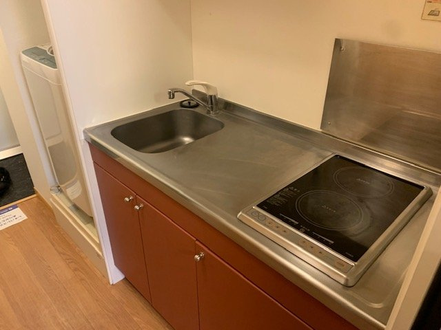 レオパレスウブスナのキッチン|シンク広めです♪シングルレバー設置