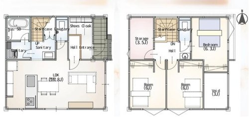 【間取り】 | 駿河区みずほ2丁目　新築戸建　1号棟 | 使い勝手の良い3LDK♪お子様の成長に合わせて使うお部屋を選べます♪