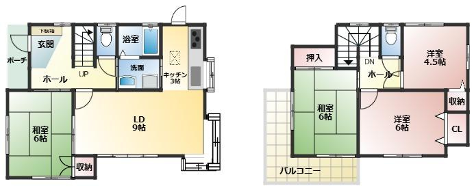加須市鴻茎　中古一戸建ての間取り|キッチンには勝手口があり明るくゴミ出しなどにも便利です♪