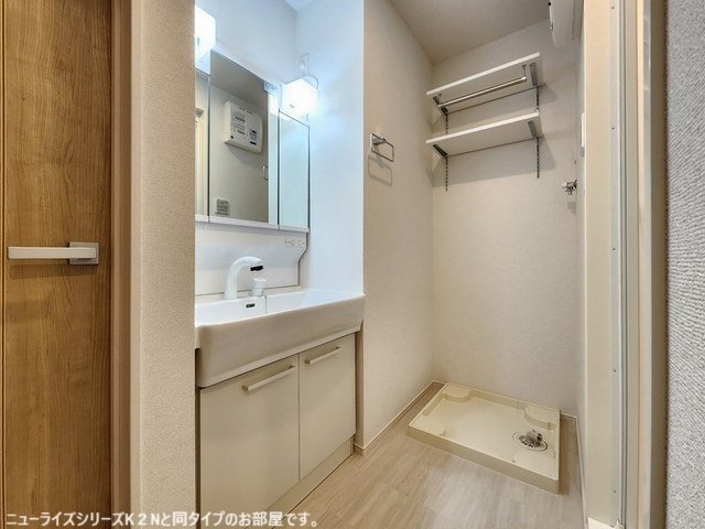 熊本市北区梶尾町のアパートの洗面所|コンパクトで使いやすい洗面所