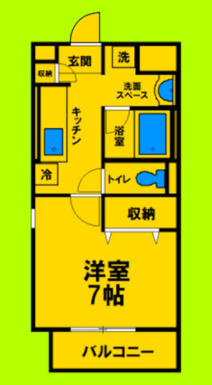 【間取り】 | フェアリーメゾン浜 | 1Kタイプ