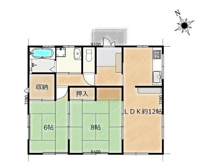 常陸太田市天神林町　中古戸建の間取り