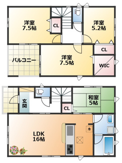 【間取り】 | CRADLEGARDEN高根沢町宝積寺第16　3号棟 | 南向きで陽当たりの良い間取りです