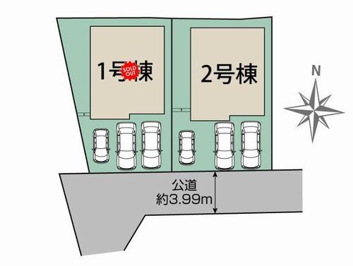 【区画図】 | 【仲介手数料０円】茅ヶ崎市南湖4丁目　新築一戸建て　2号棟　全2棟 | 茅ヶ崎市南湖4丁目　新築一戸建て　全2棟