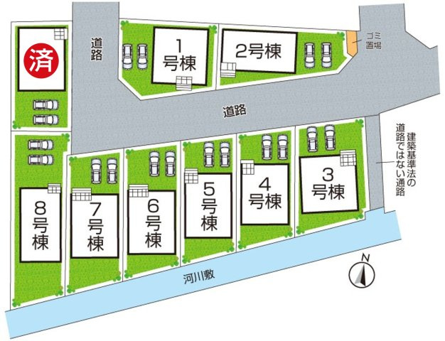 八幡市橋本尻江　第1期　新築一戸建ての区画図|全9区画